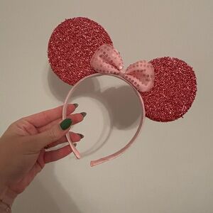 Disney Pink Glitter Minnie Mouse Ears Headband